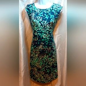 Apt. 9 Dress Polka Dot Sleeveless Stratch, A Line Navy blue white gray and black